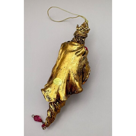 Vintage Nativity Wise Men Christmas Tree Ornament Gold Tone Jeweled King - Picture 6 of 8